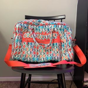 Pink and blue fish weekender bag